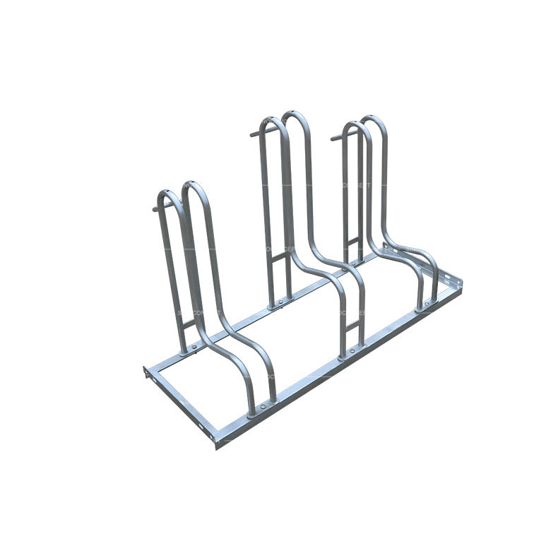 Floor bike rack 4000 also called metal bike rack with low and high hoop combination enables space-saving cycle parking