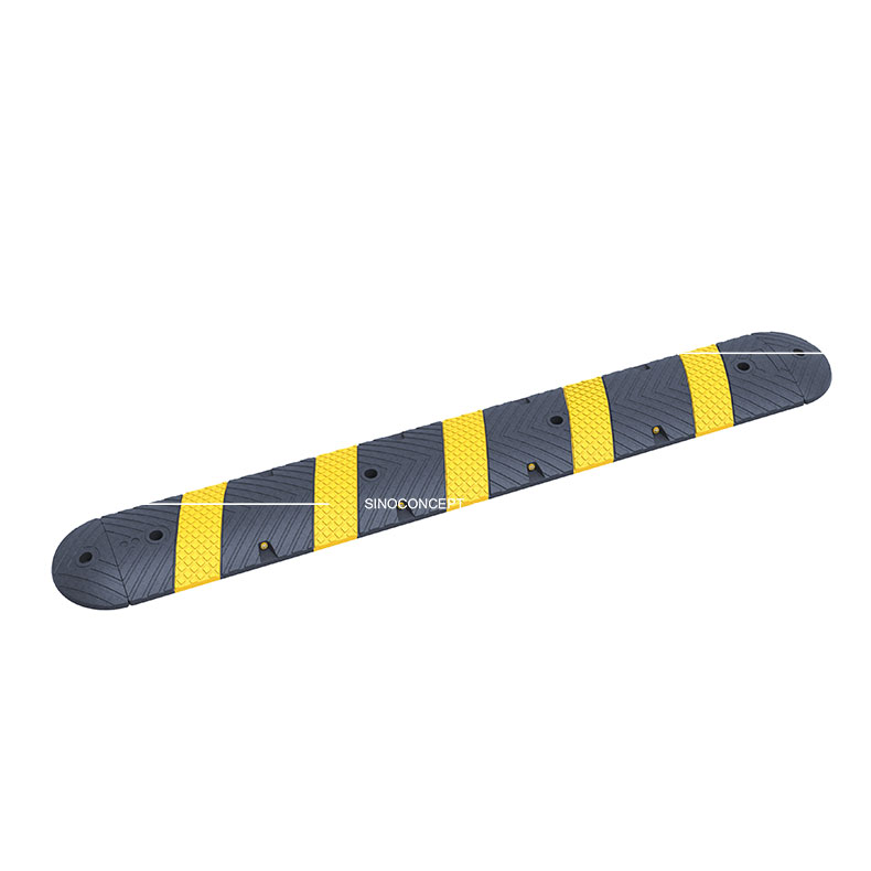One part speed bump also called road bump 1830 type made of Plastic-Rubber composite for car park management.
