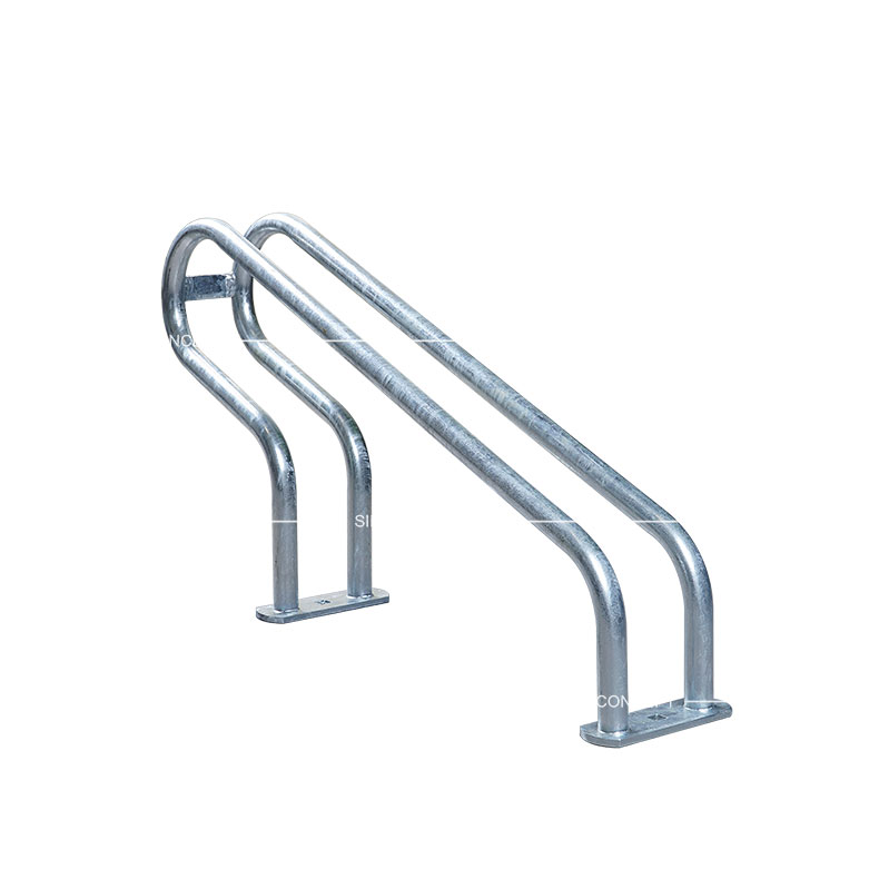 The low type of steel floor bike rack 2000 with fully hot-dip galvanised treatment used for outdoor cycle parking.