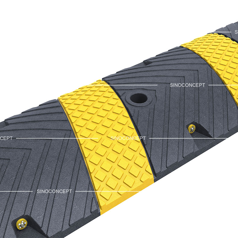1830 mm road ramp made of Plastic-Rubber composite with anti-slip arrows design.