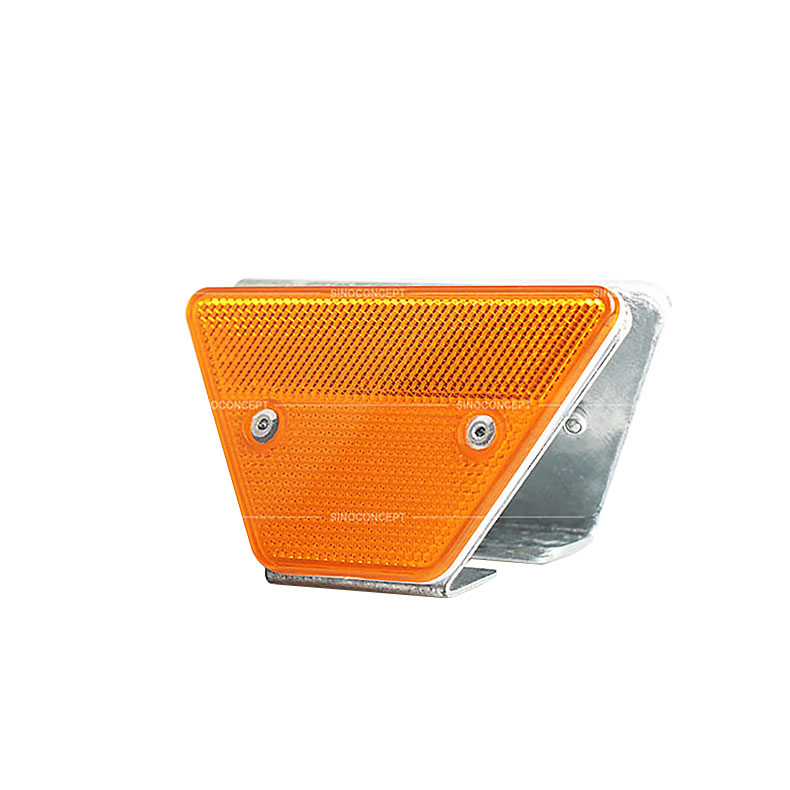 Slip road reflective stud also called steel-based guardrail reflector used as a traffic safety device