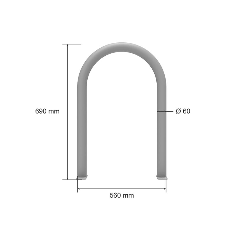 3D drawing of surface-mounted lamp post protector showing dimensions.