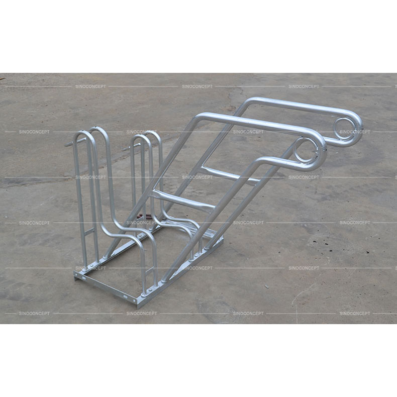 Cycle bike stand also called floor mounted bike rack made of steel for single or double-sided bike parking outside