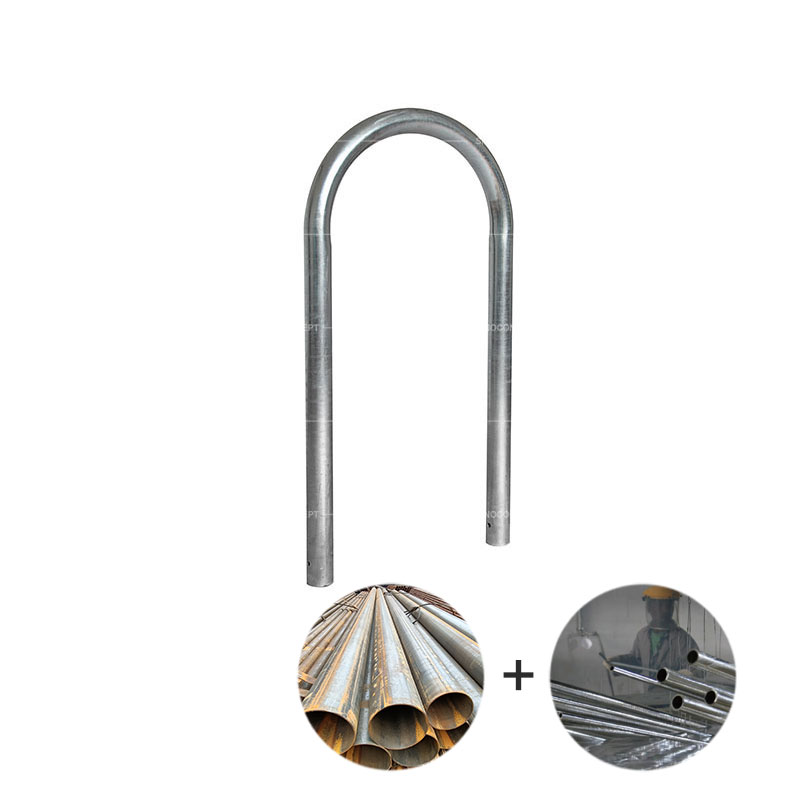 Lamp post protector hoop with fully hot-dip galvanised surface treatment.