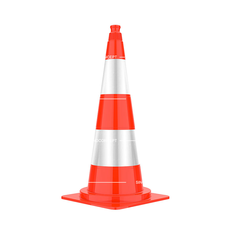 750mm orange traffic cone also called PVC safety cone designed with PVC base and pasted with reflective tapes for road safety.