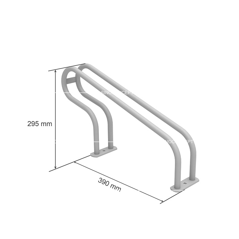 Drawings of floor bike rack 2000 showing dimensions of the low type.