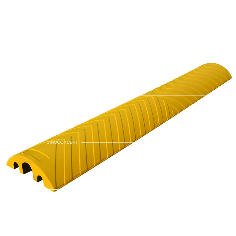 1200mm cable protector ramps made of yellow vulcanized rubber to protector three cables or hoses