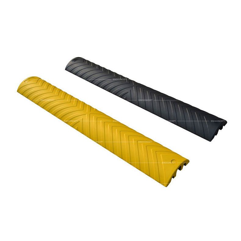 1200mm cable protector ramps made of black or yellow vulcanized rubber to protector three cables or hoses
