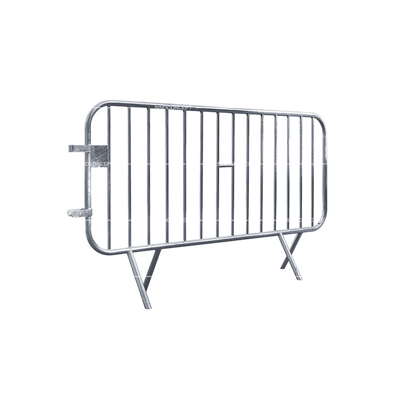 A 2-meter crowd control barrier made of steel by Sino Concept for event management purposes.
