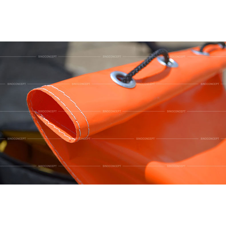 PVC sandbags of orange colour reinforced by double seams to guarantee perfect resistance for traffic management purpose