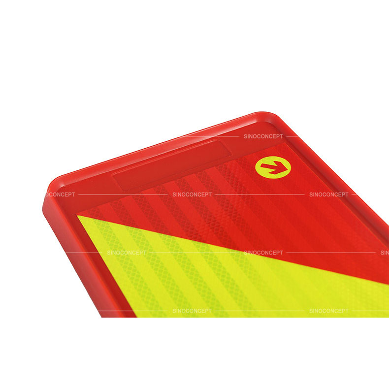 Scandinavian roadworks beacon also called traffic panel made with strong anti-UV reflective tapes used as traffic safety equipment