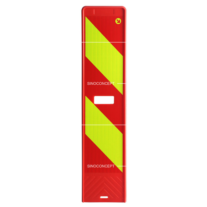 Scandinavian type roadworks beacon pasted with strong anti-UV reflective tapes used as traffic management equipment.