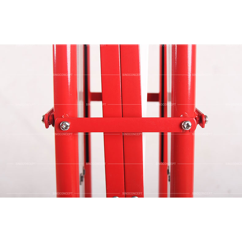 Steel red and white manhole guard with interlocking system and strong rivets used as a temporary traffic management equipment