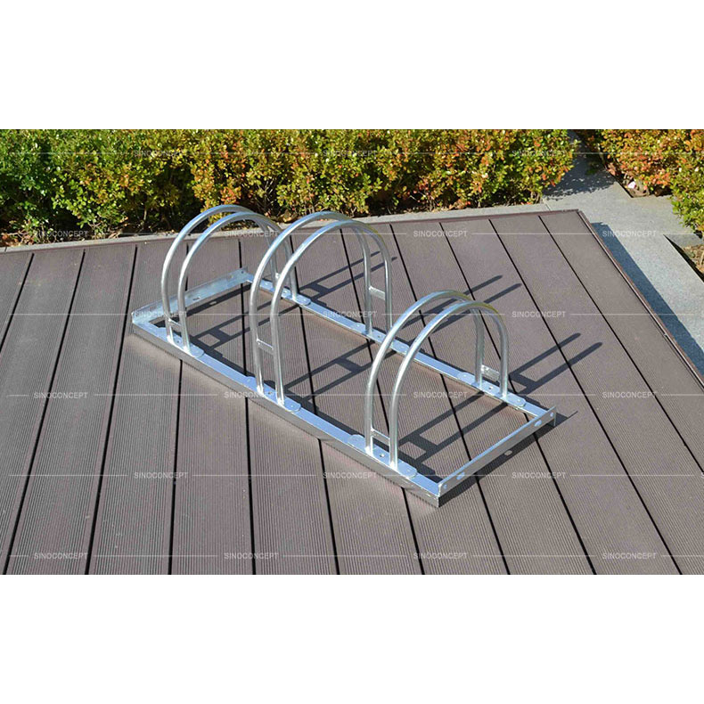 Outdoor bike stand 5000 type made of steel with three spaces used for outdoor cycle parking management