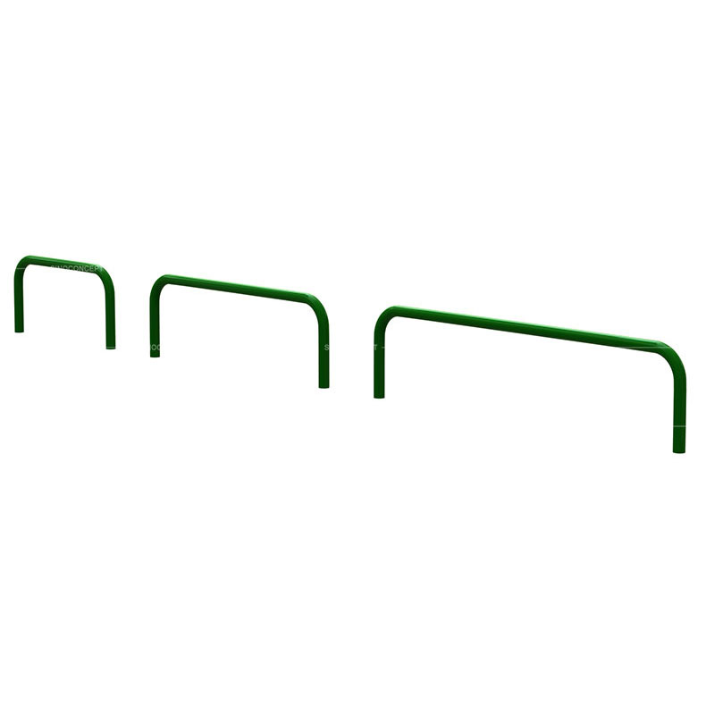 Green hooped Perimeter Barriers low level