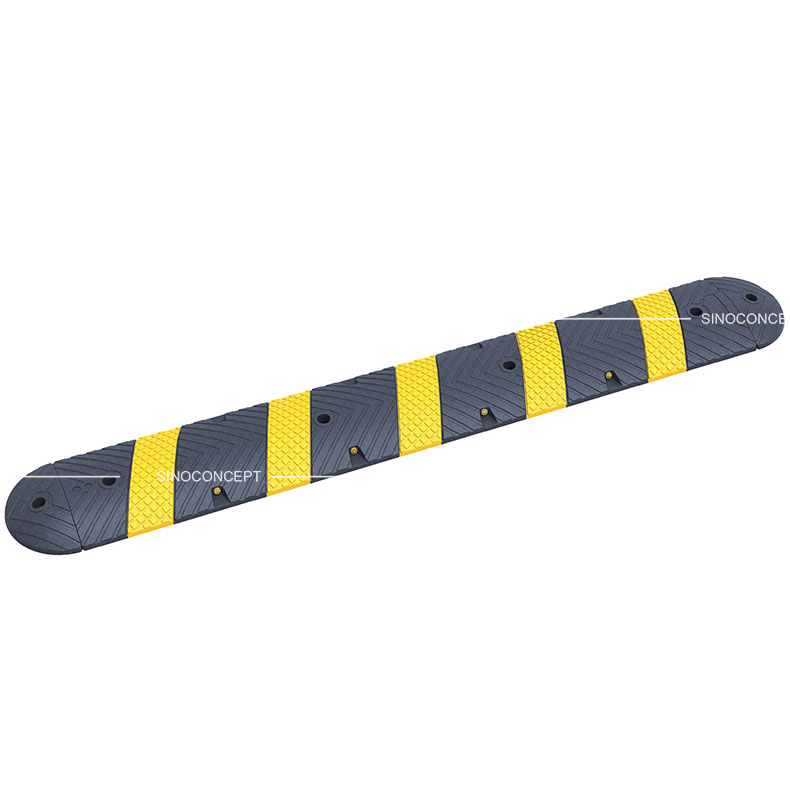 One part speed bump also called road bump 1830 type made of Plastic-Rubber composite for car park management.